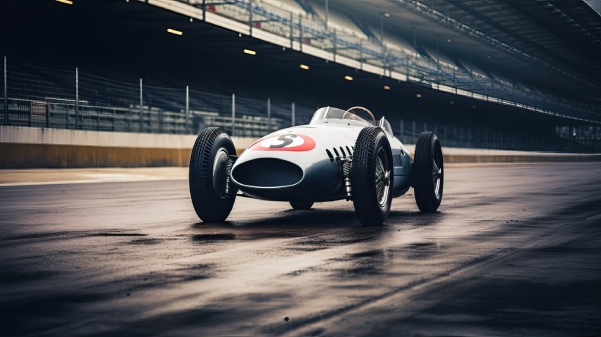 1950's race car on a track